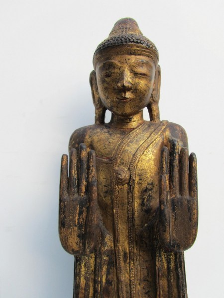 antique-carved-wooden-gilded-statue-of-standing-buddha-on-lotus-base-Thailand- Laos-Burma-00002